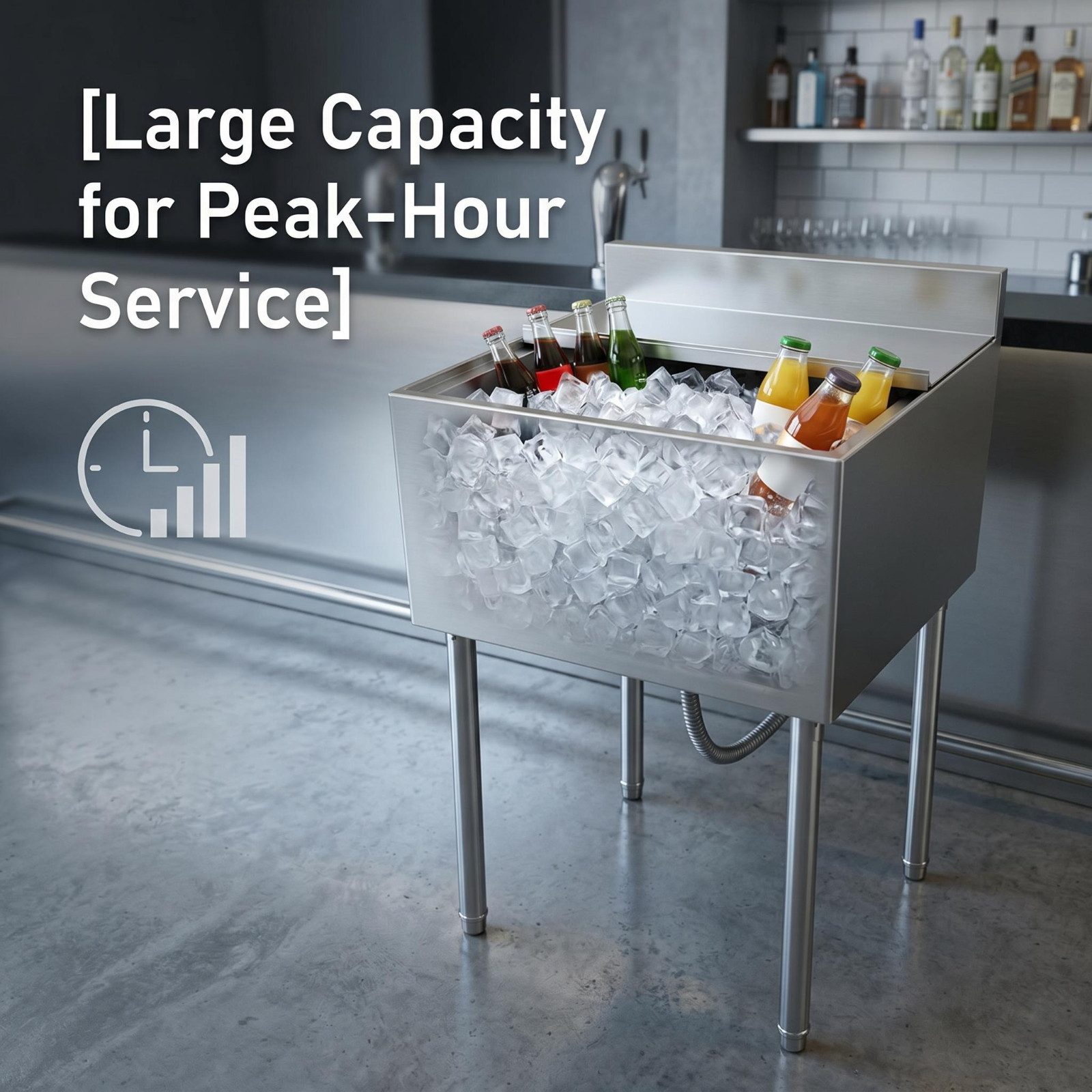11×14in Stainless Steel Commercial Ice Bin w/Sliding Lid Drainage Ice Chest