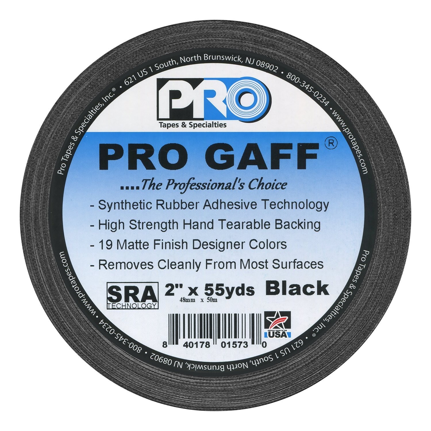 Pro Tapes Pro Gaff Gaffer Tape Black 2″ x 55 yds.
