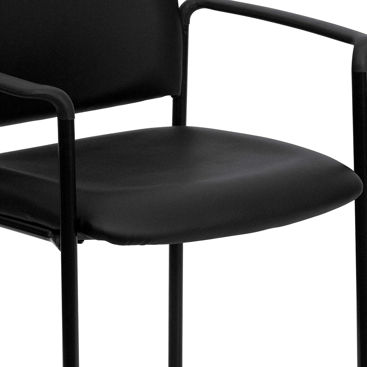 Elegant Black Vinyl Side Reception Chair with Comfort – Stackable & Lightweight