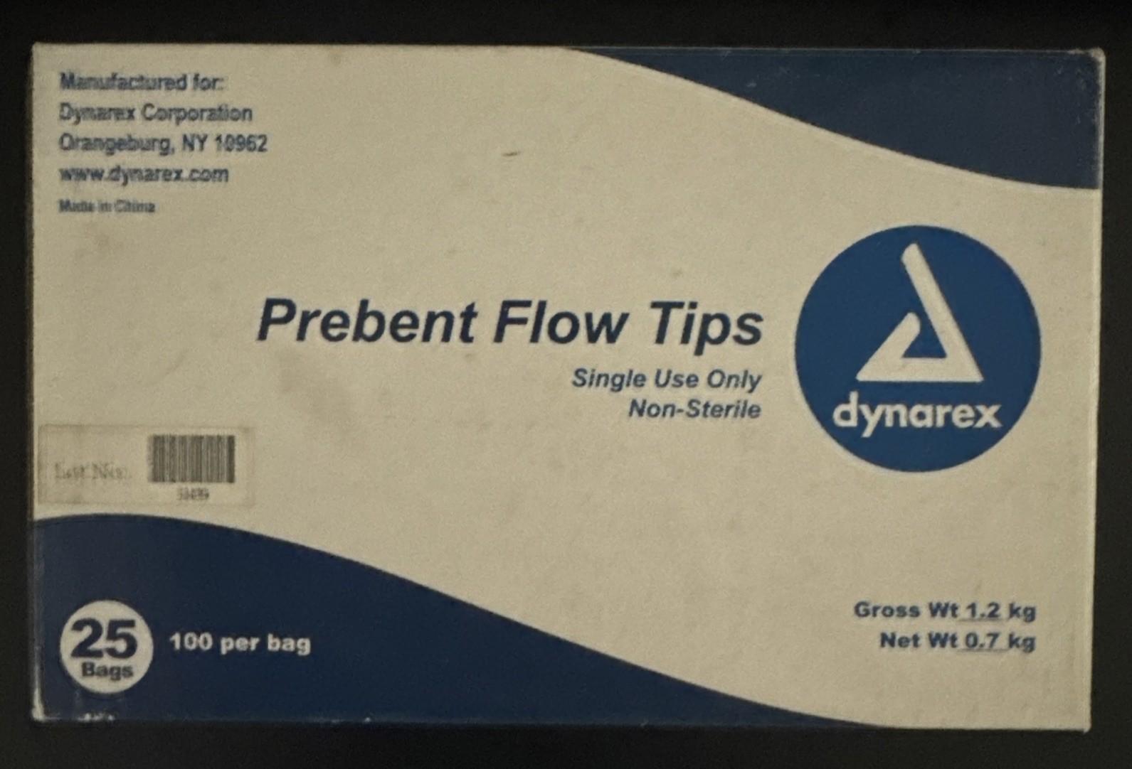 *2,500/case* Dynarex Pre-Bent Flow Tips-20G Etch tip, Black, 25 bags of 100 tips