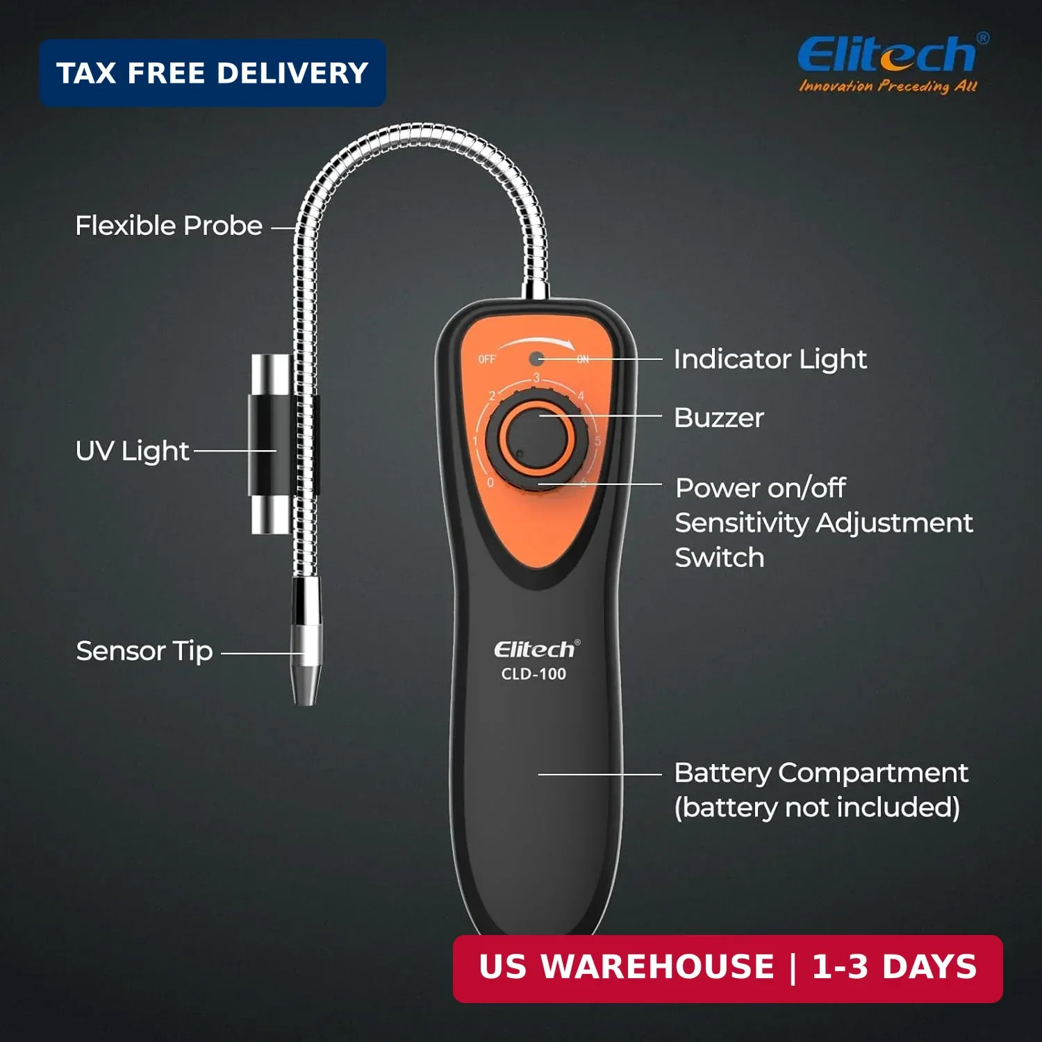 Elitech Refrigerant Leak Detector, CLD-100 Freon Leak Detector Car HVAC Halogen