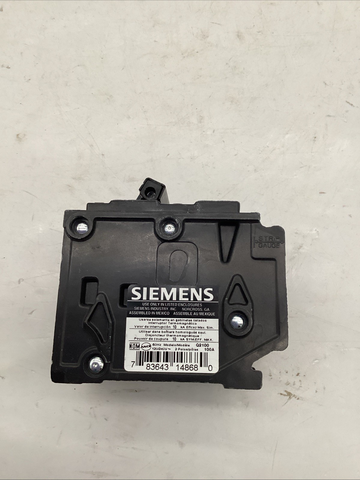 Siemens Q2100 2 Pole 120/240V 100 Amp Circuit Breaker