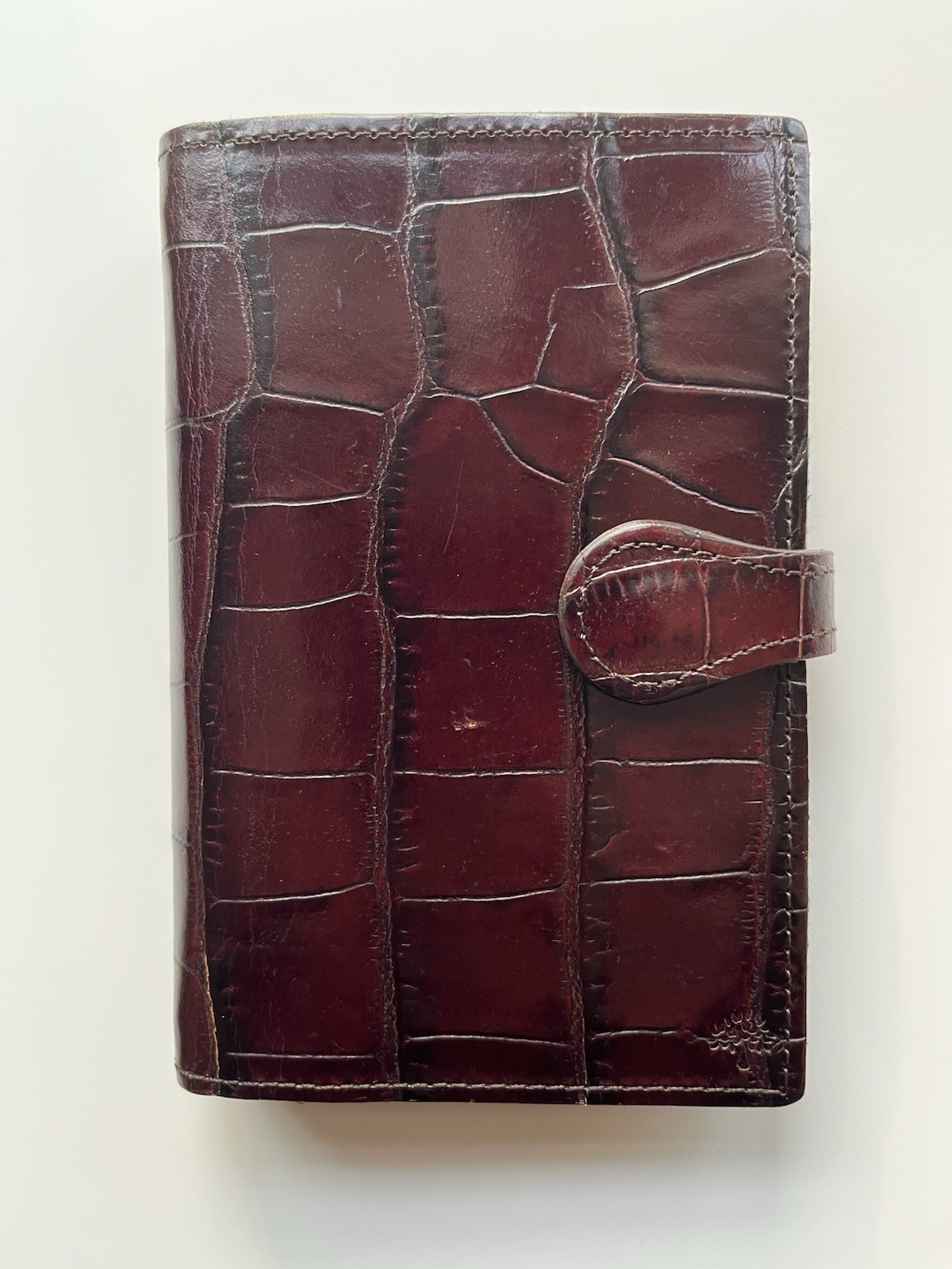 Vintage Mulberry Agenda Planner Mahogany Brown Croc/ Filofax Pocket Size/Krause