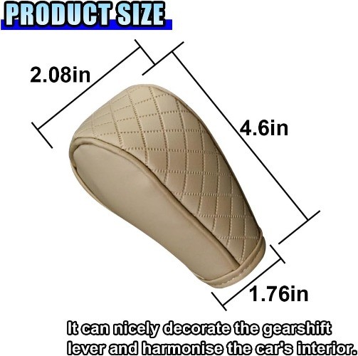 Beige Universal Leather Car Gear Shift Knob Cover, Anti-Slip Brea Color: Beige