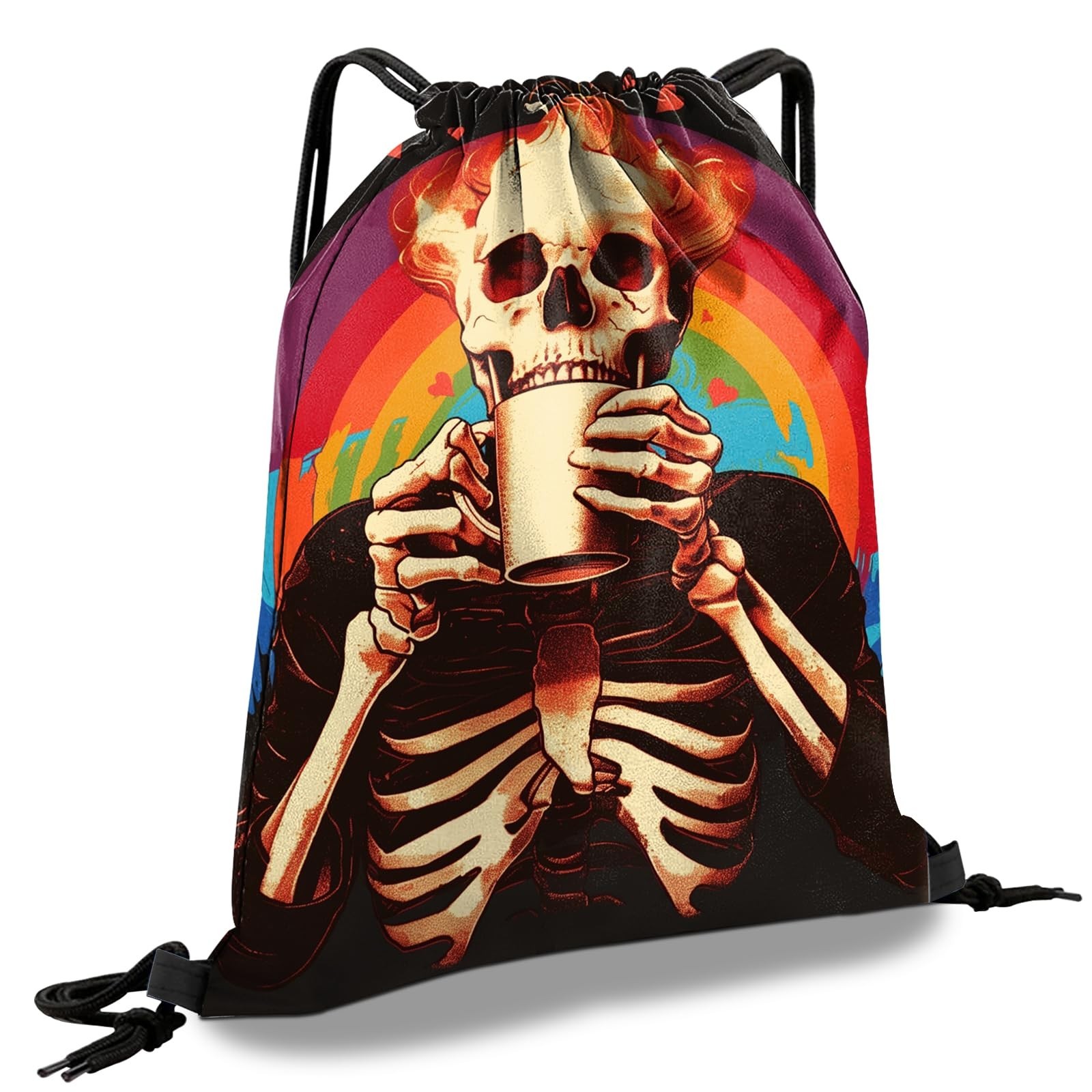 Drawstring Backpack Draw String Sports Bags for Gym Travel Beach Waterproof C…