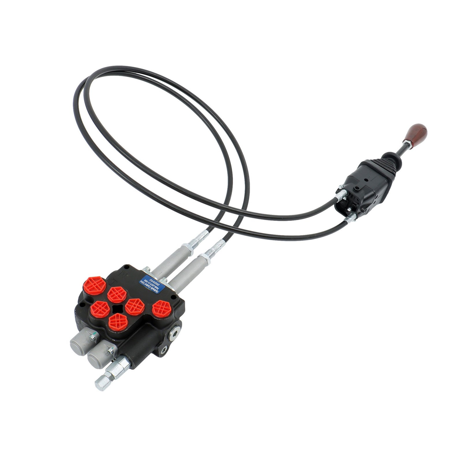 2 Spool Remote Control Valve 80 LPM Hydraulic Kit w/Joystick 4.9 ft Cables
