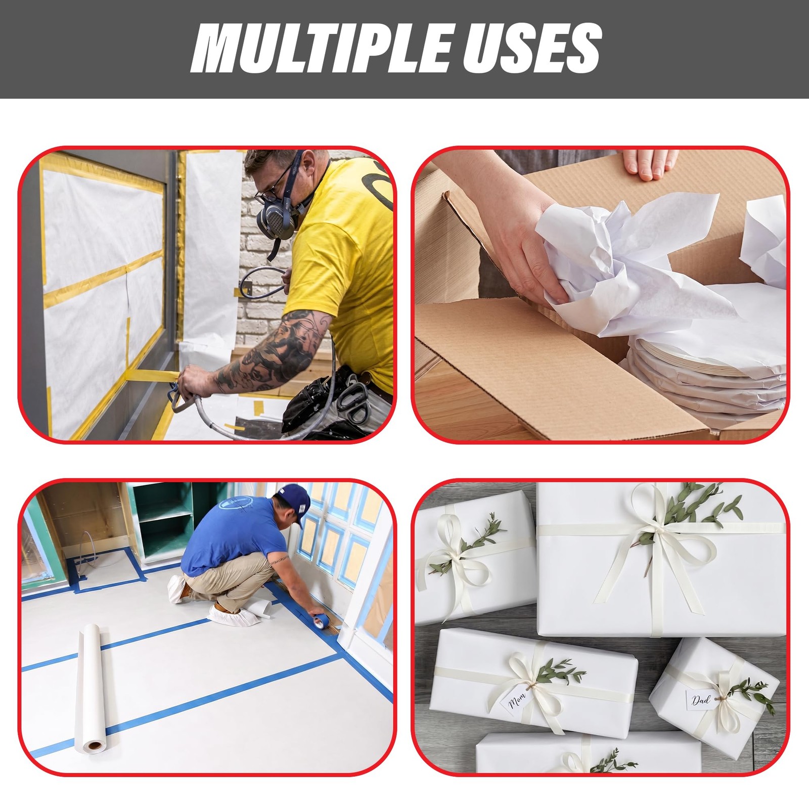 White Masking Paper Automotive Painters Multi-Purpose 36” x 9000” (750′) – Co…