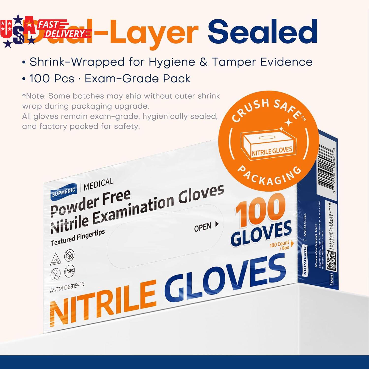 Medical Soft Max™ Nitrile Exam Gloves, 100 Count Latex-Free Powder-Free Non-Ster