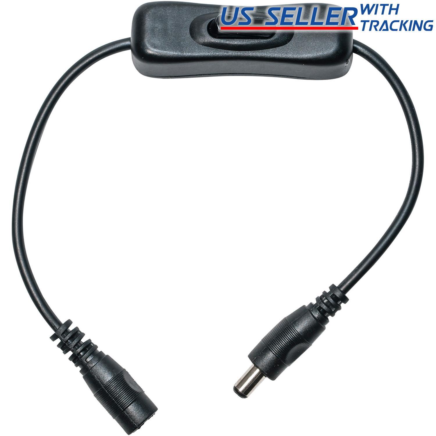 Inline DC Power Switch with 5.5mm x 2.1mm Barrel Connectors for LED Strip Light