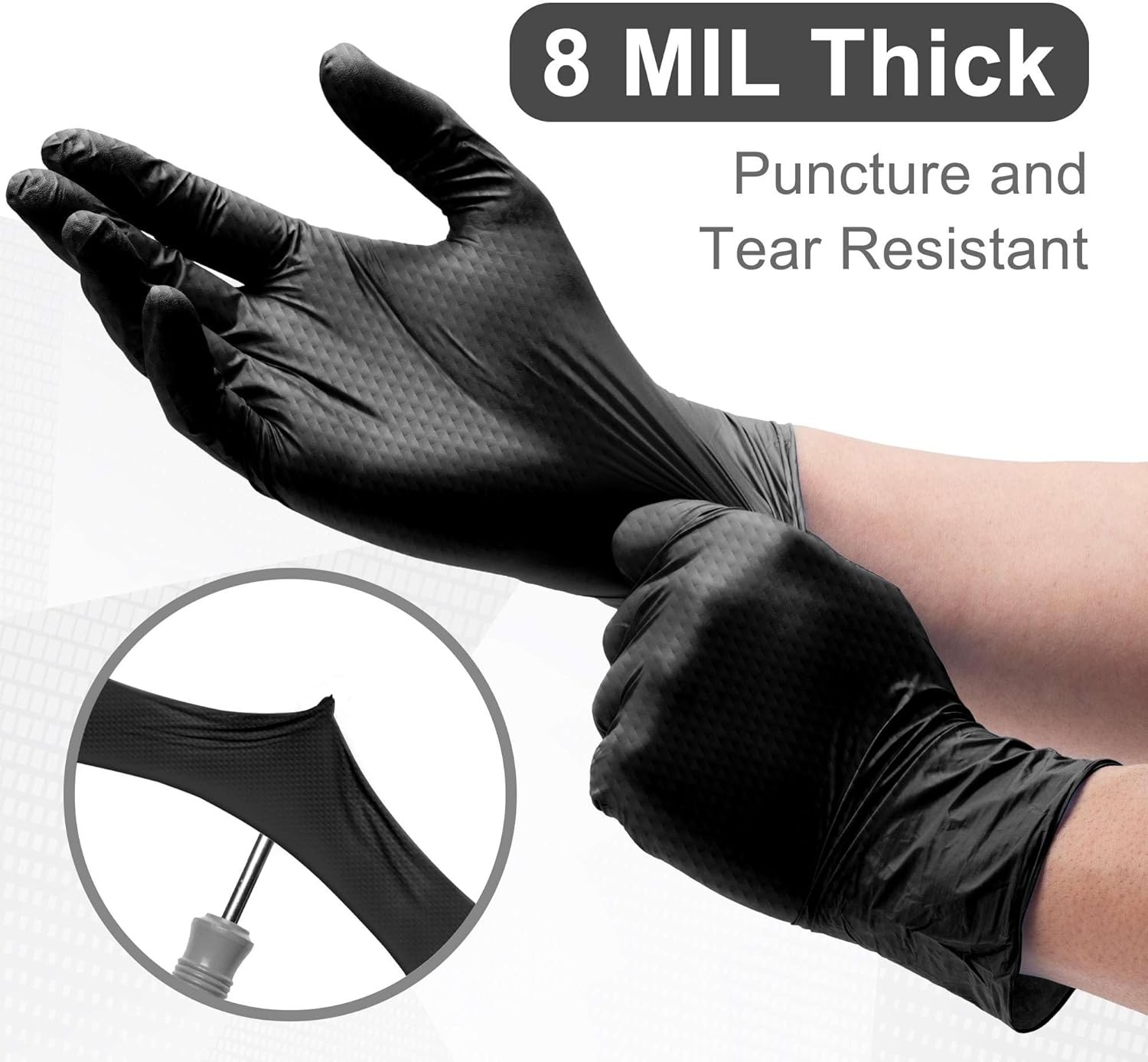 Black 8 Mil Nitrile Gloves X Large 50 Pack – Heavy Duty Mechanic Gloves, with