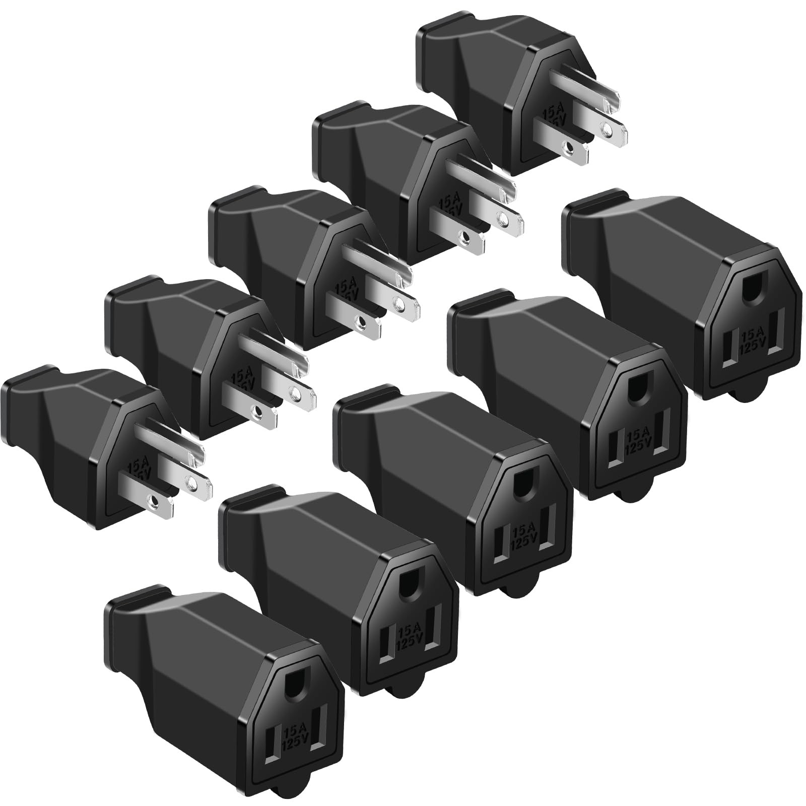 5 Sets Extension Cord Plug Replacement Male and Female Extension Cord Ends 12
