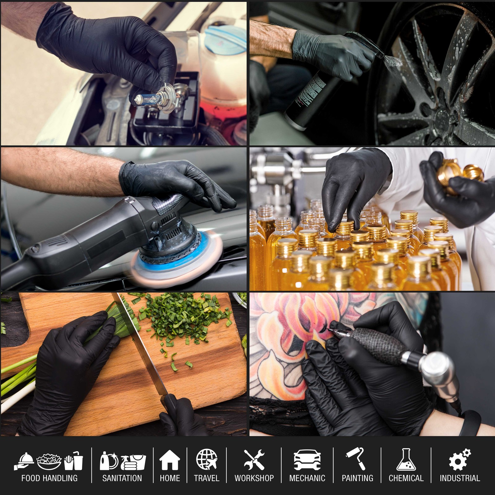 Dura-Gold HD Black Nitrile Disposable Gloves, Box of 100, Size Small, 6 Mil
