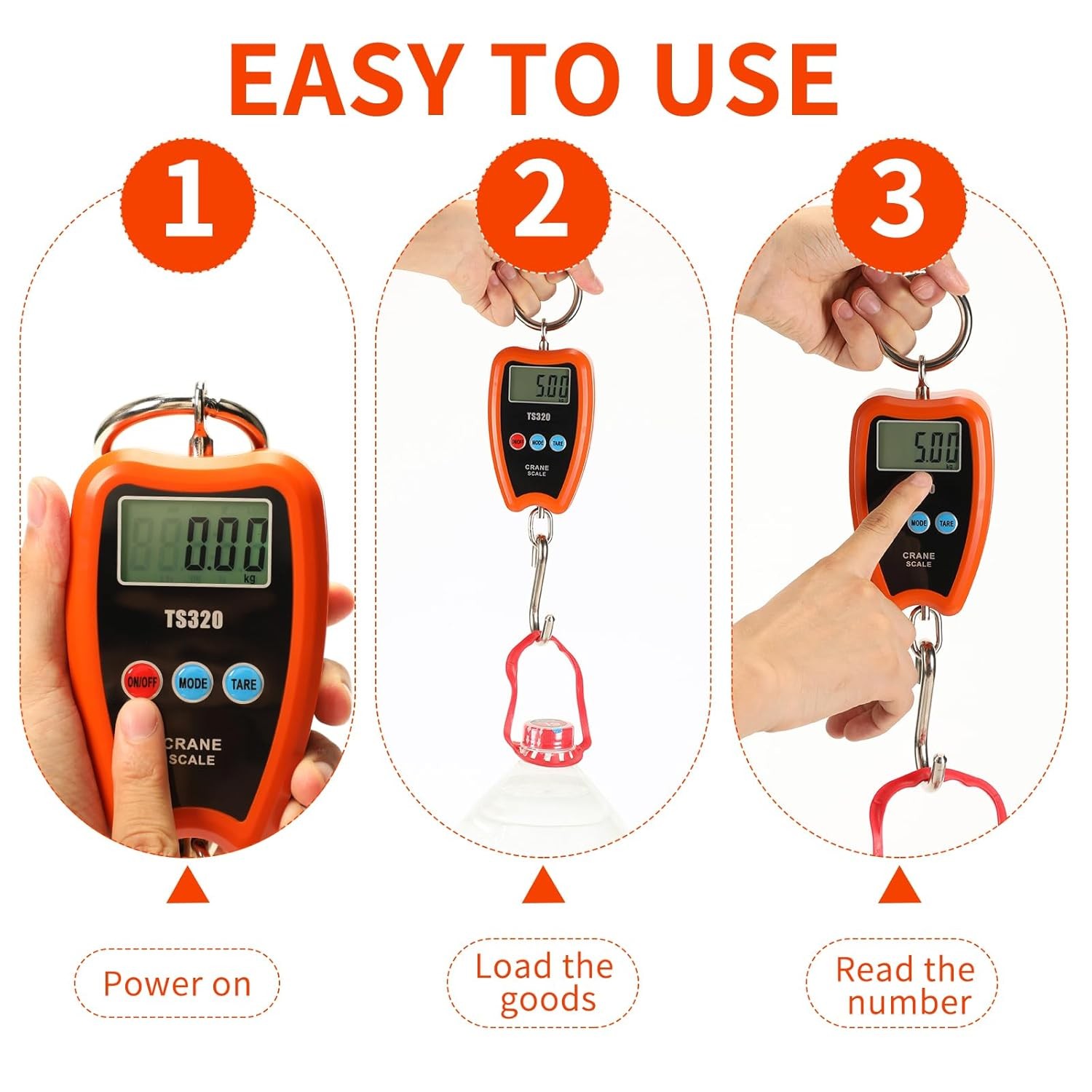 Digital Crane Scale 200kg 440lbs Handheld Hanging Scale for Farming Fishing