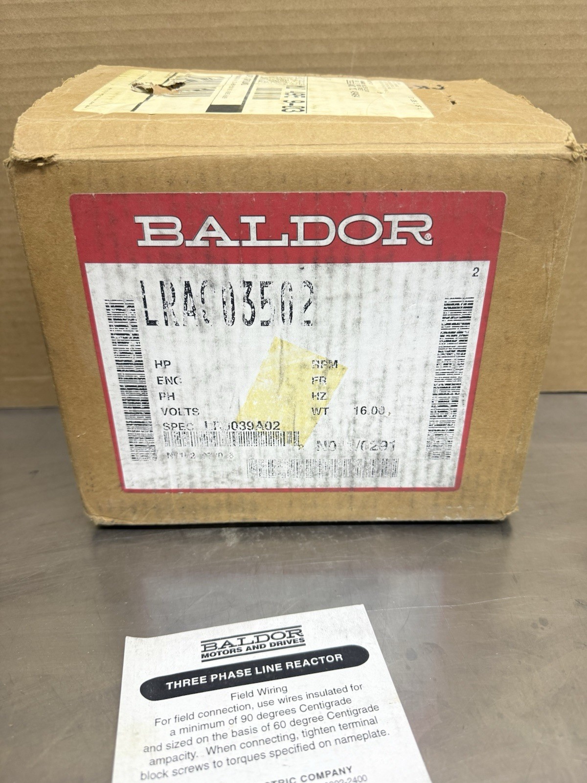 Baldor LRAC03502 Three Phase Line Reactor New In Box
