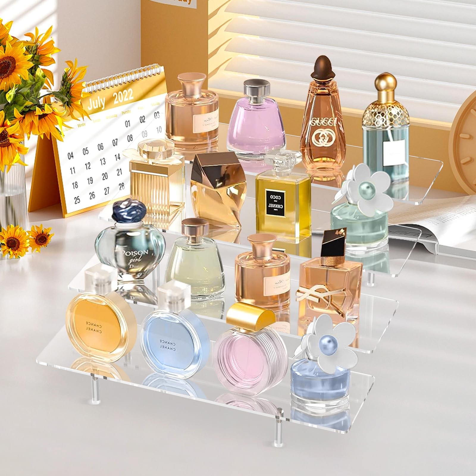 Acrylic Display Riser Stand Shelf Clear 4 Tier Cupcake Stand Perfume Display Hol