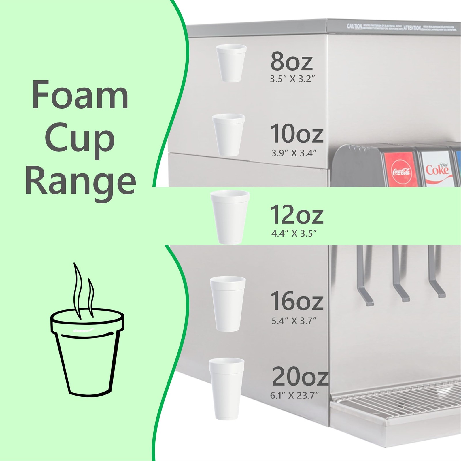 12 OZ Foam Cups for Hot & Cold Drinks Styrofoam Coffee Cup Disposable Drinkware