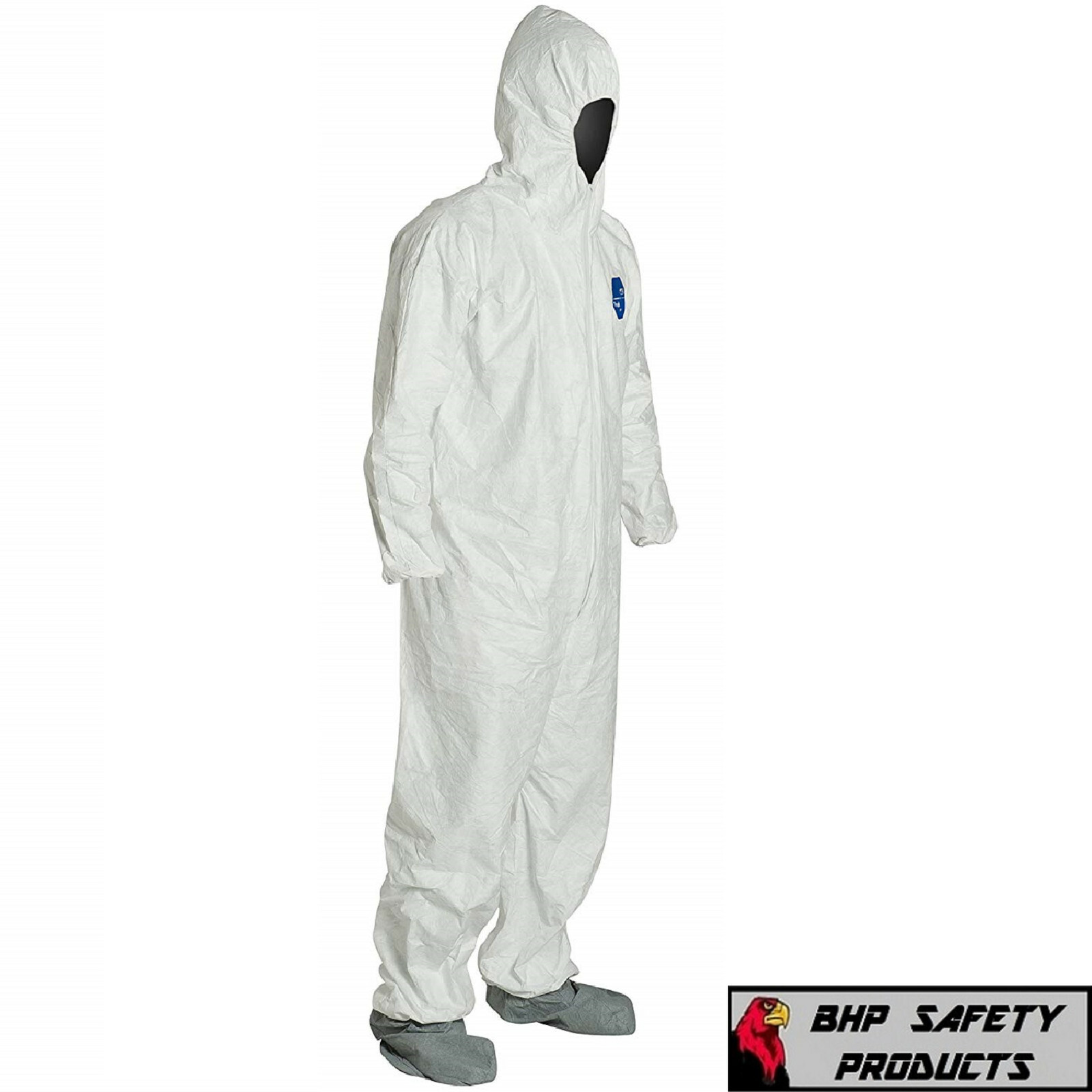 DUPONT TY122S WHITE TYVEK COVERALL BUNNY SUIT HOOD & BOOTS, HAZARDOUS MATERIALS