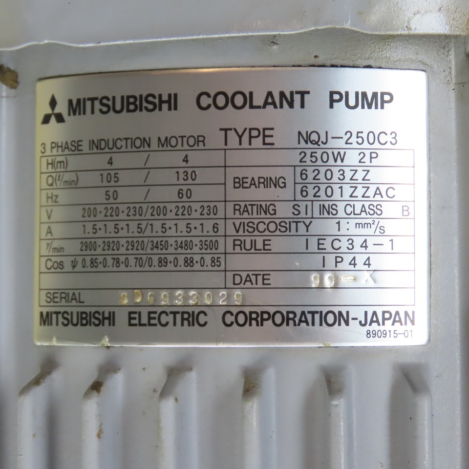 Mitsubishi NQJ-250C3 Coolant Pump 20105/130l/min 0/230V 3Ph