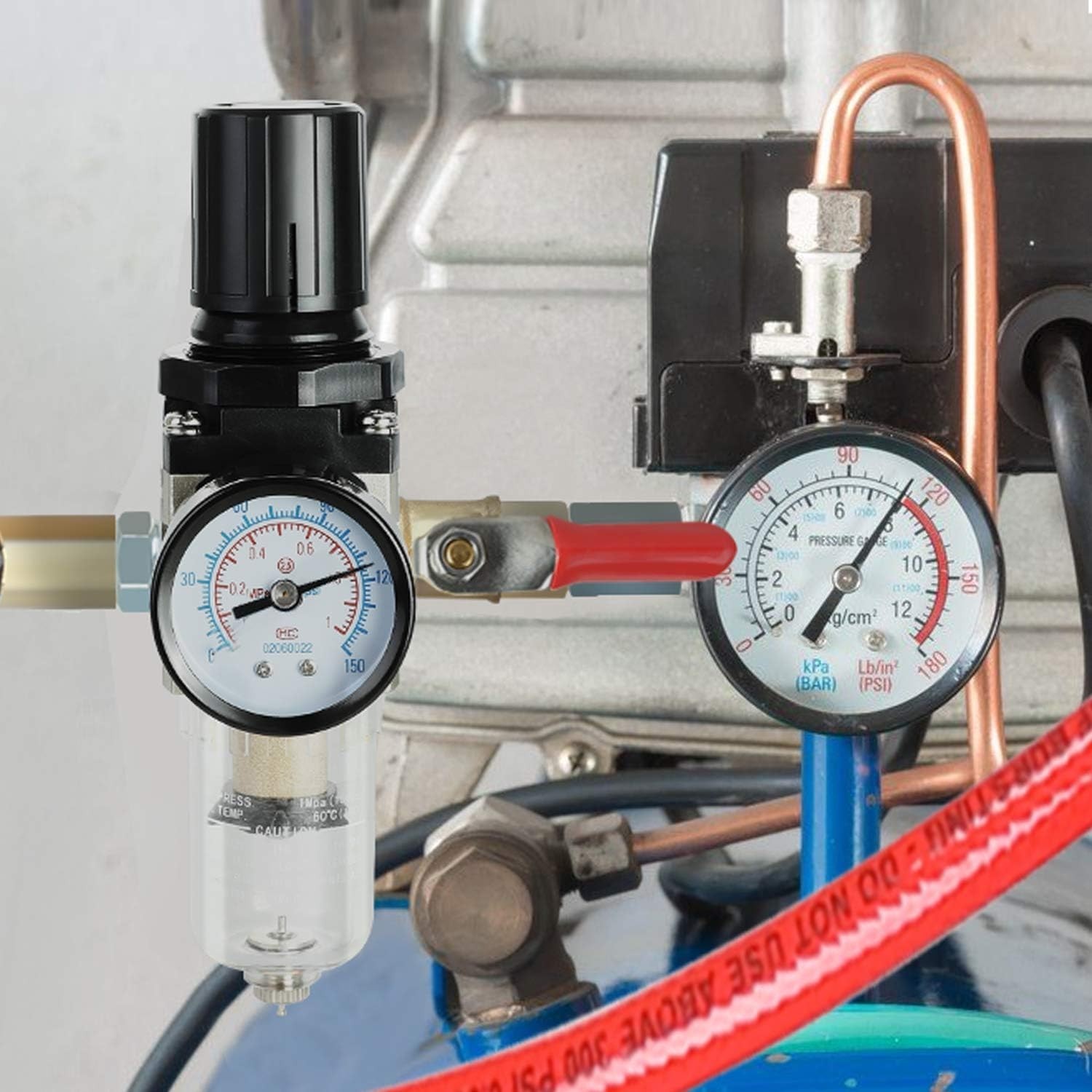 Adjustable Air Compressor Filter Regulator Combo for Dry Air Supply – 150 PSI