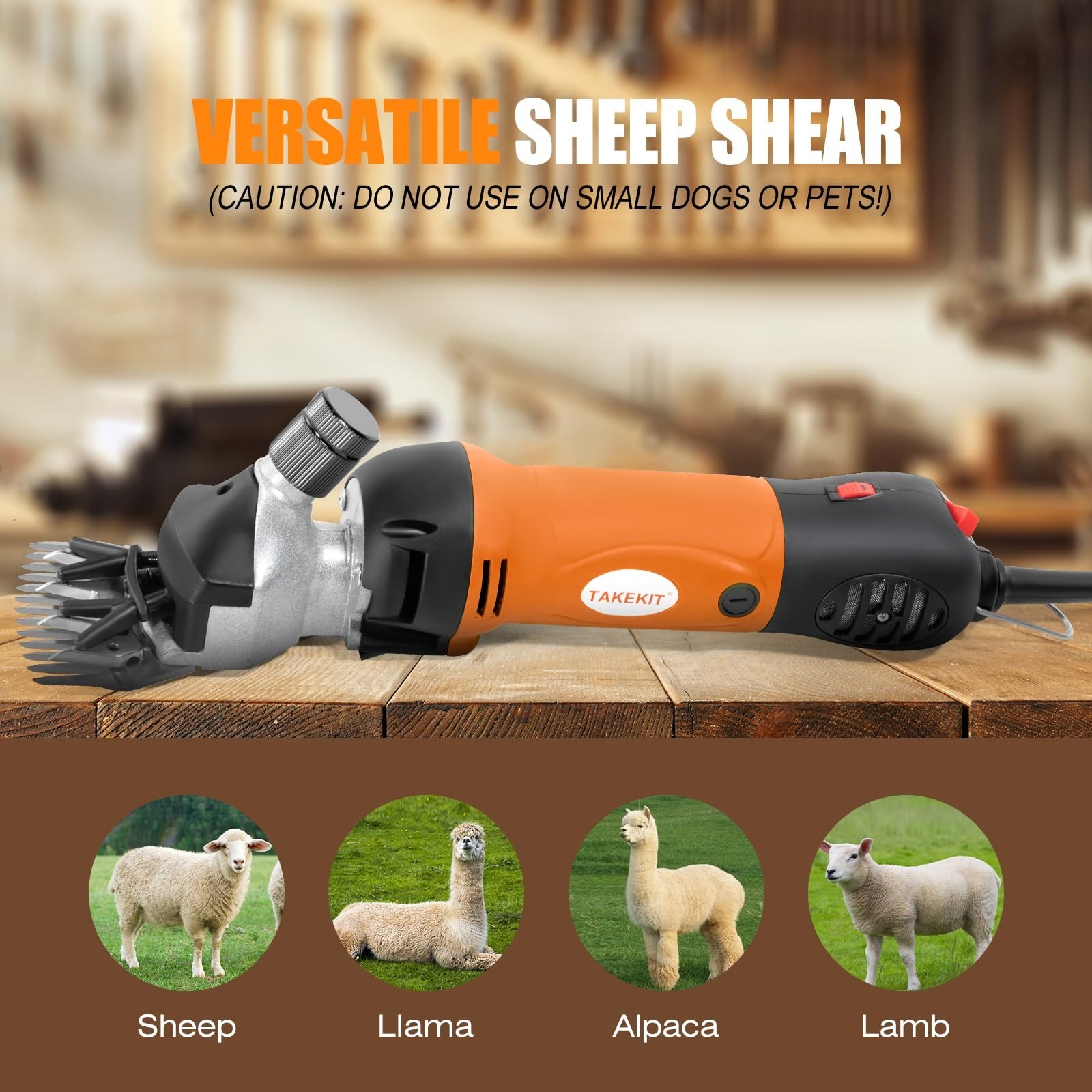 TAKEKIT Sheep Shears, 500W Professional Heavy Duty Sheep Clippers for Groomin…