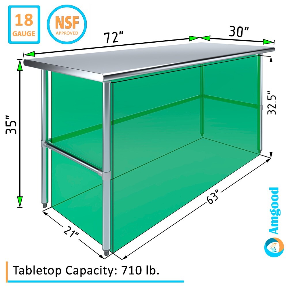 30 in. x 72 in. Open Base Stainless Steel Work Table | Residential & Commercial
