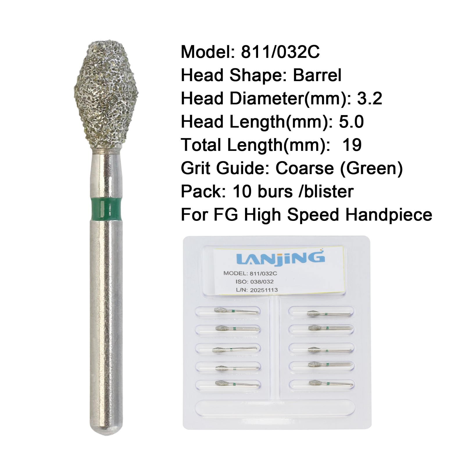 Dental Diamond Burs FG Barrel Diamonds Bur Super Coarse High Speed Handpiece Bur