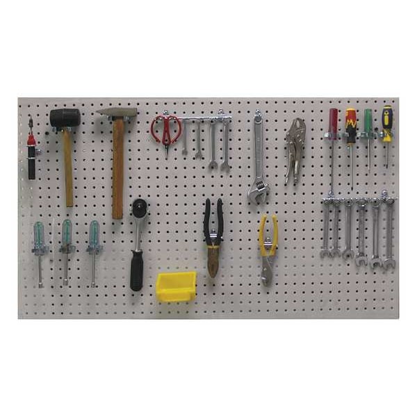 Zoro Select 6Ye32 Round Hole Pegboard, 24 In H X 48 In W X 1/4 In D, 2 Panels