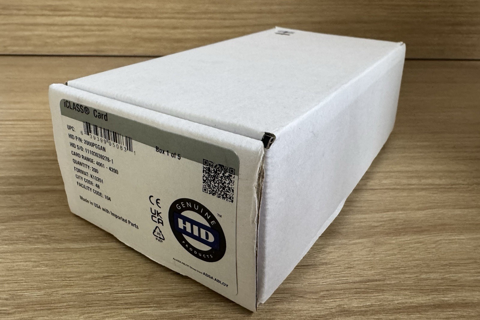 200 NEW HID iCLASS PROXIMITY CARDS 2000PGGAN FORMAT K10201 32 BIT FC 104 CITY 48