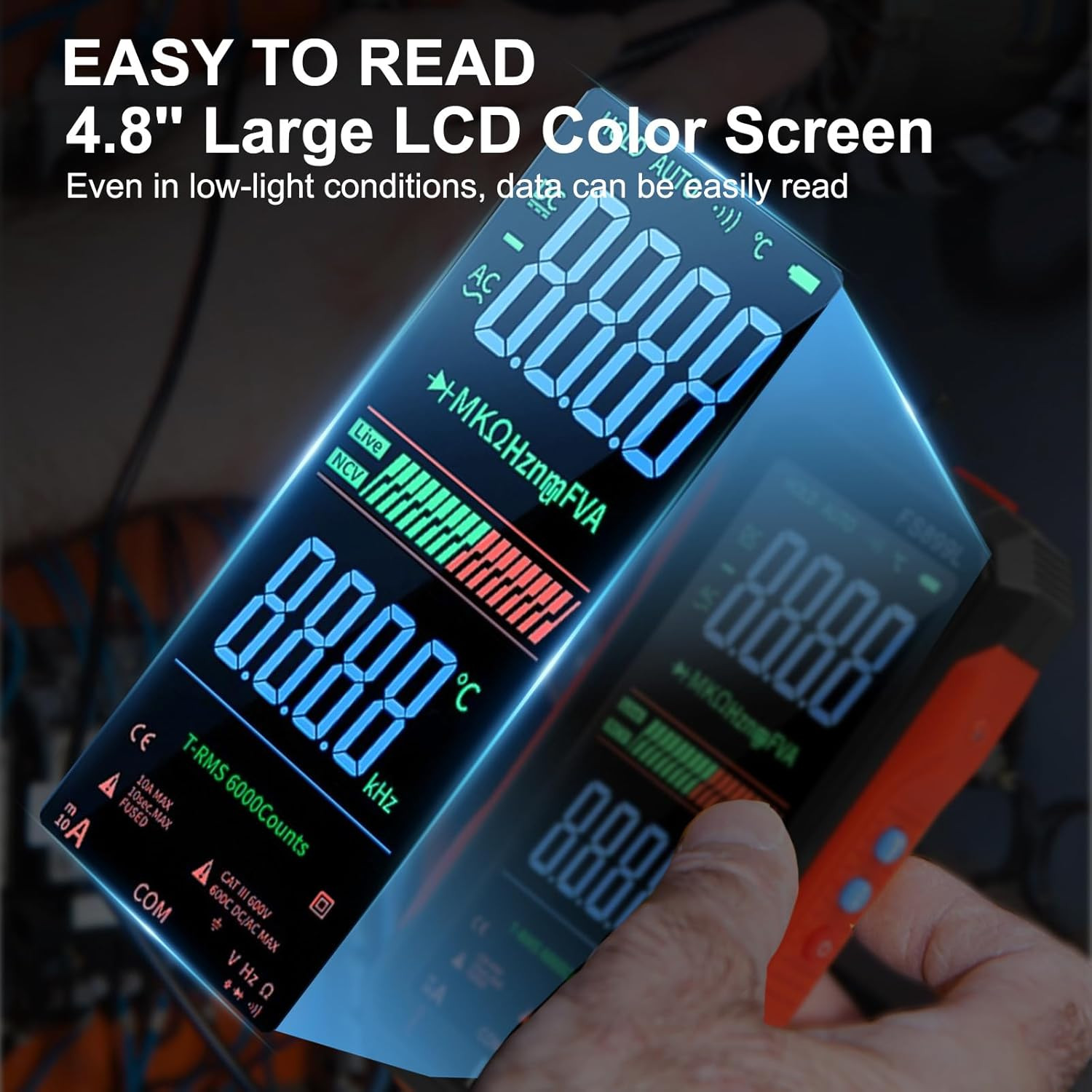 FS899L Digital Multimeter with Color Screen, USB C Rechargeable Electrical Testi