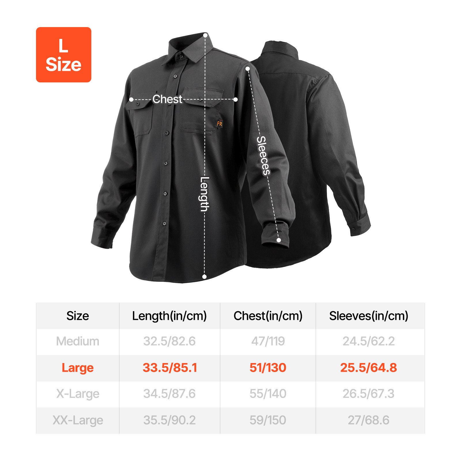 Flame-Resistant Welding Jacket L-Sized 7oz FR Cotton Welding Safety