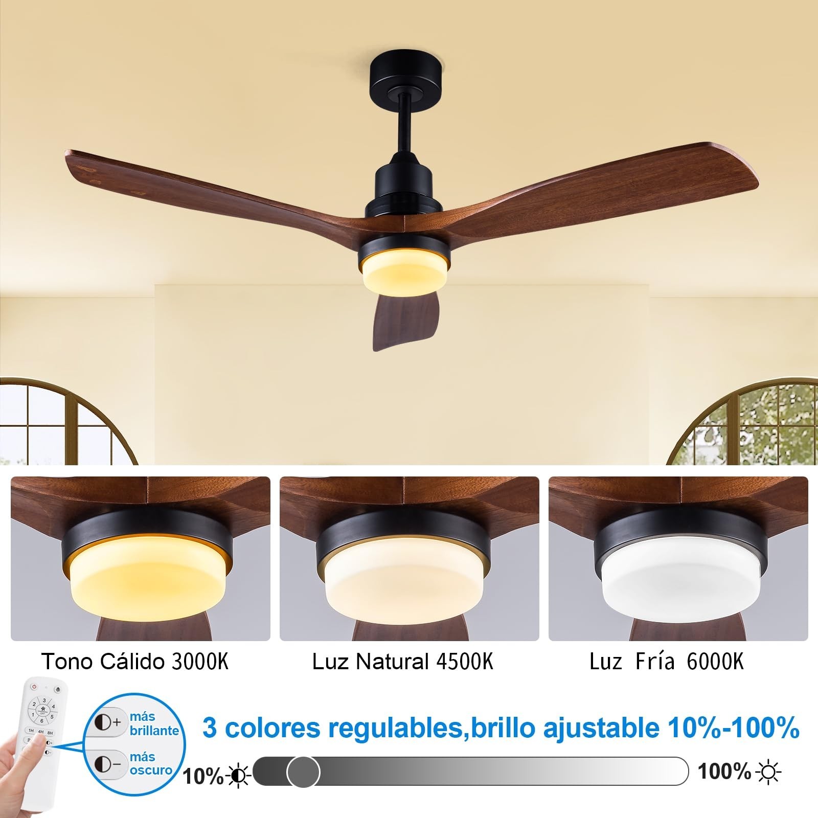 60 Inch Ceiling Fans with Lights and Remote Control, Dimmable LED Light,Quite…