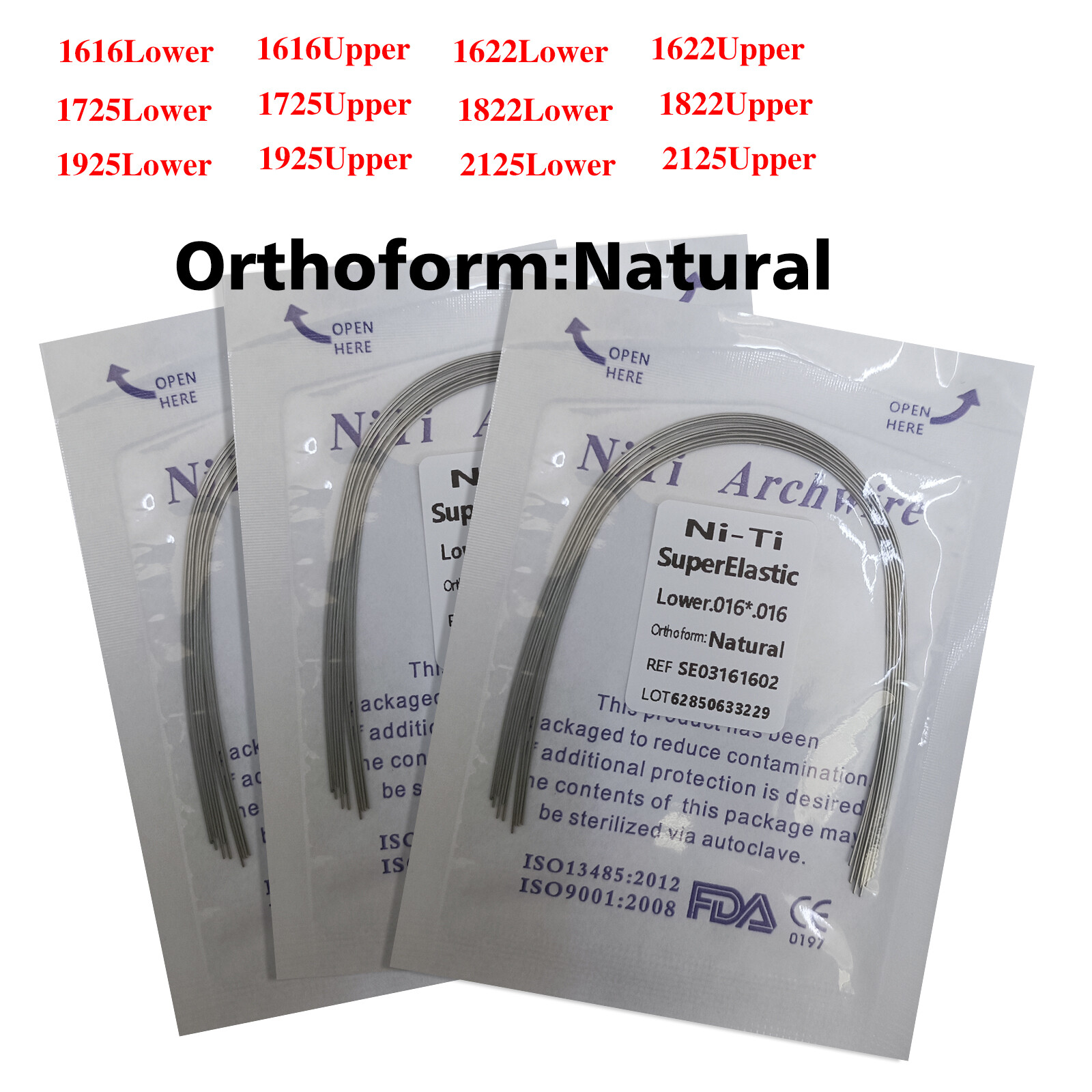 10-100 Alambre de Arco Dental Ortodoncia Super Elástico Niti Rectangular Natural