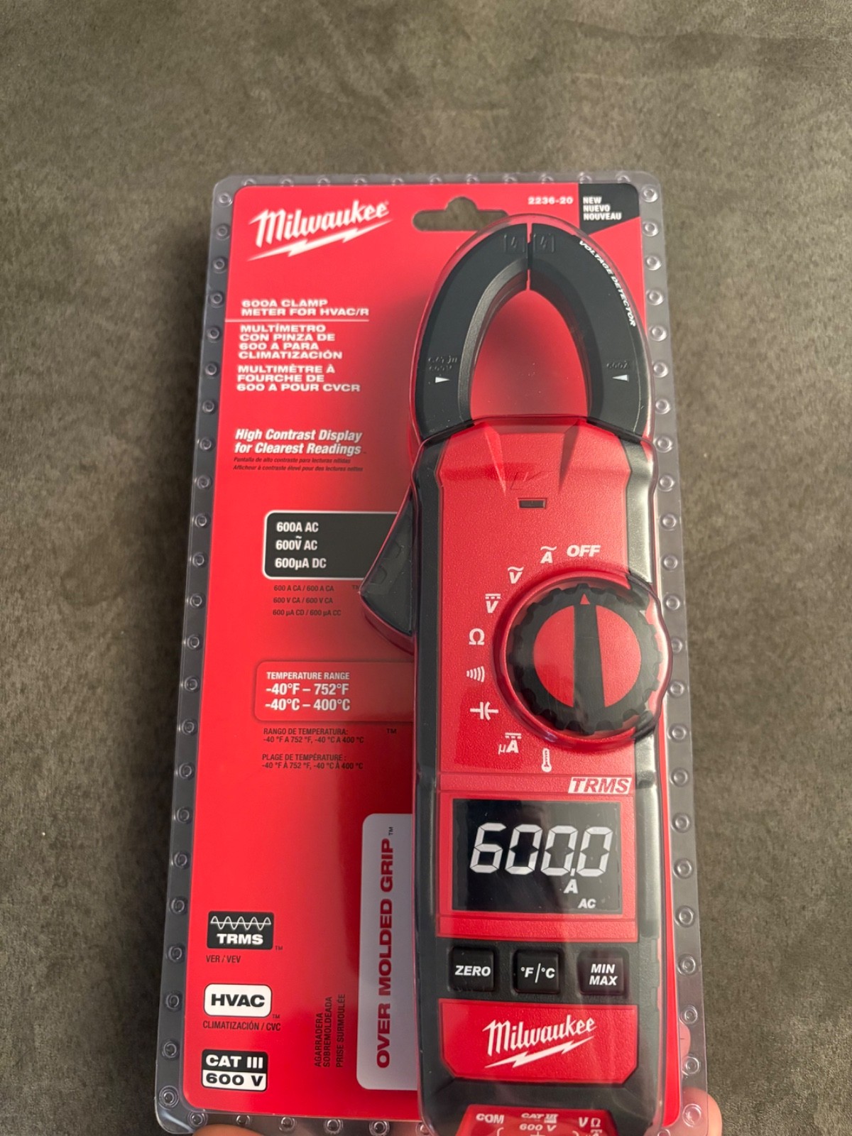 NEW Milwaukee 2236-20 Clamp Meter for HVAC/R – Red