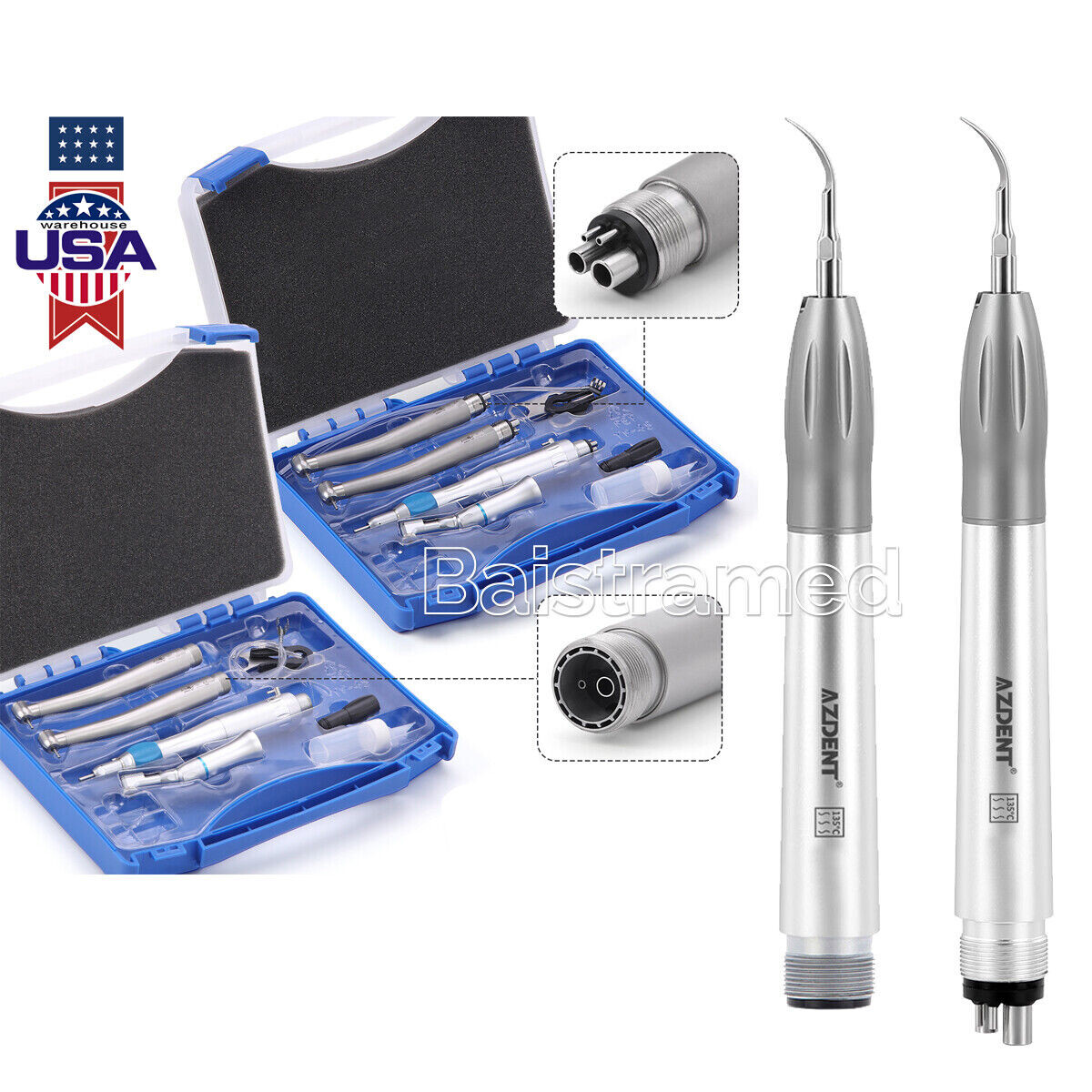 Dental High Speed LED Handpiece &Low Speed Handpiece with Air Scaler Kit 2/4H