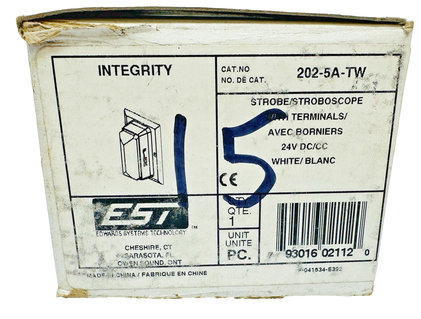 New in Box, Integrity 202-5A-TW White Strobe Fire Alarm, Edwards