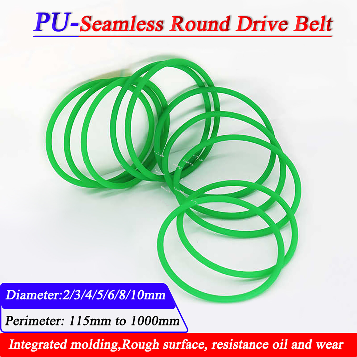 PU Solid Round Belt Polyurethane Close Loop Drive Belting Dia: 2/3/4/5/6/8/10mm