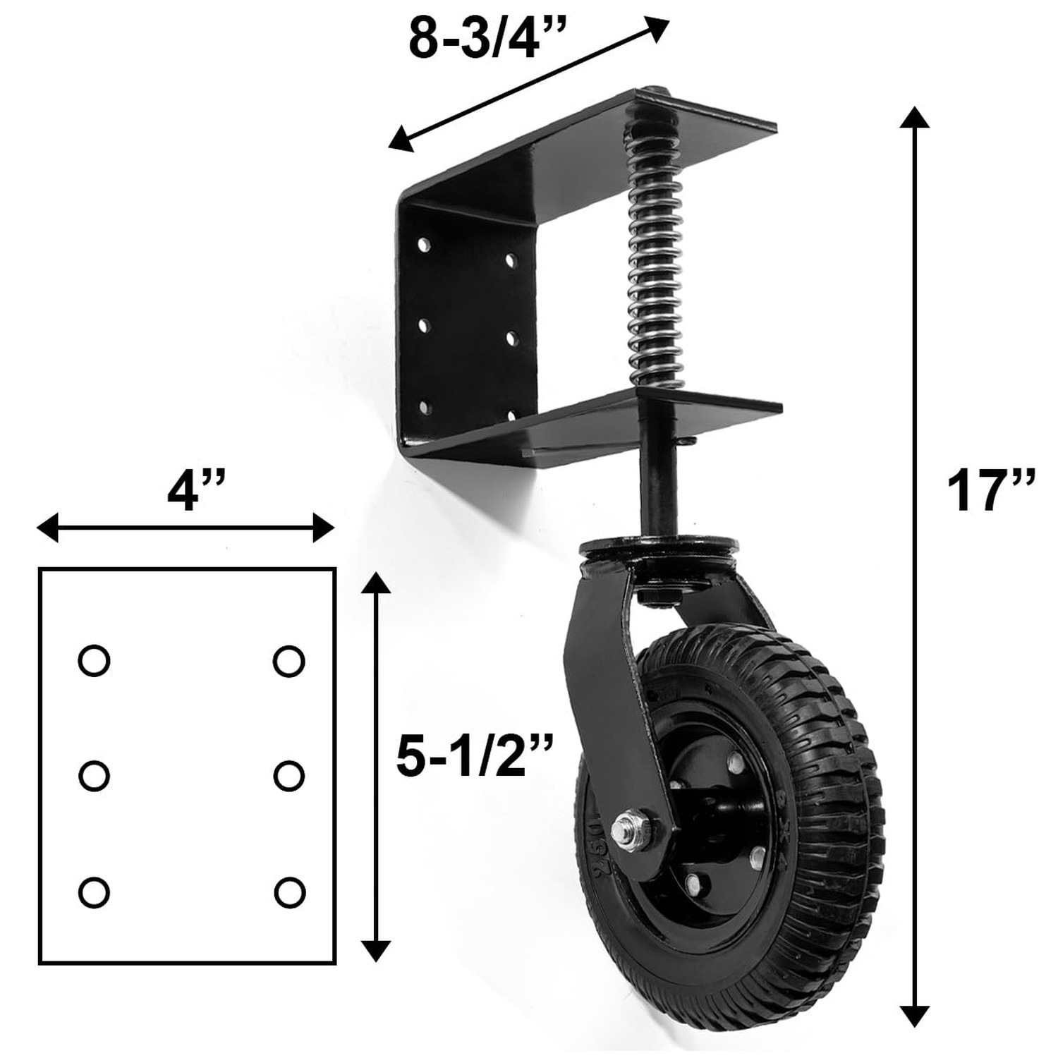 Stark USA Universal 8″ Flat-Free Tire Gate Wheel Suspension Spring-Loaded Woo…