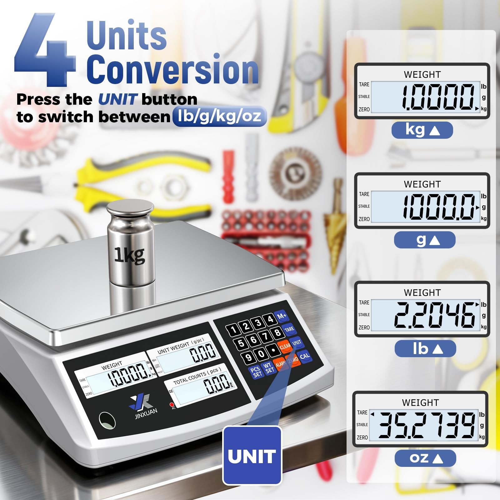 Industrial Counting Scale 66lb/30kg x 0.5g Digital Inventory for Silver