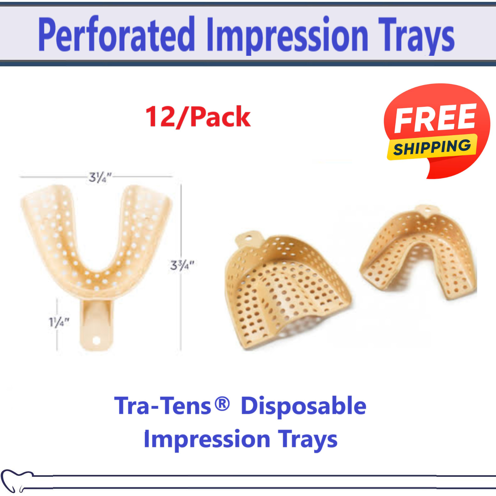 Tra-Tens® Disposable Impression Trays – Perforated, 12/Pkg – Water Pik