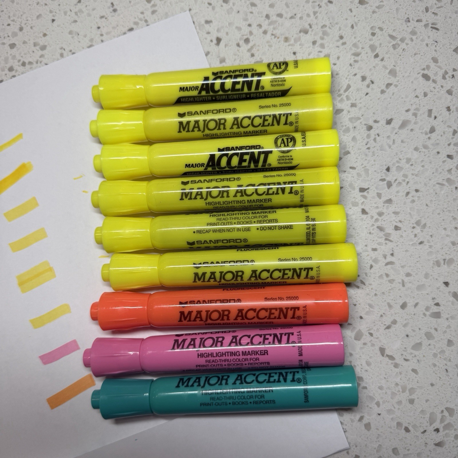 Sanford vintage Major Accent Highlighters Yellow Orange Pink U.S.A