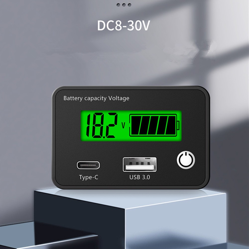 Battery Capacity Voltmeter Tester Lithium Voltage Meter Tester Gauge Monitor D