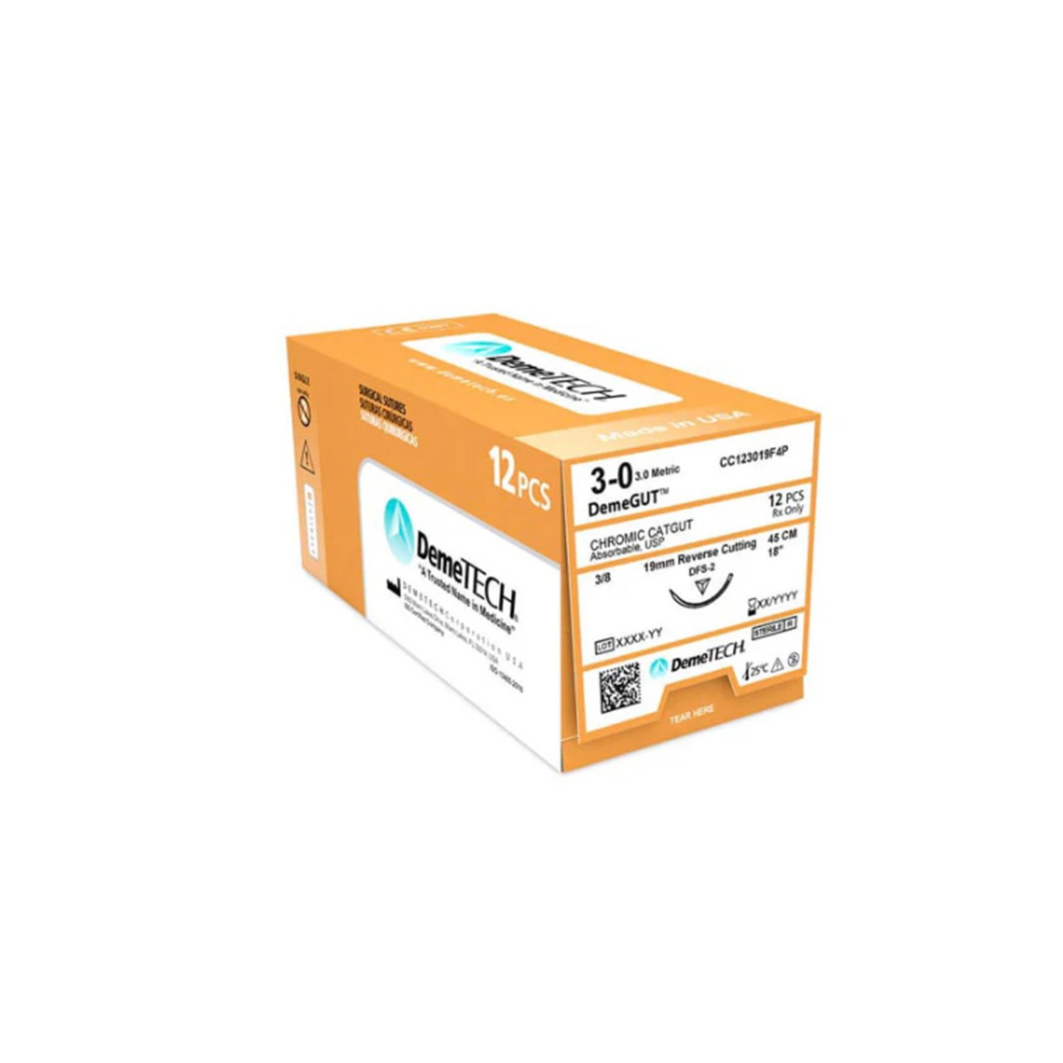 DemeTECH® Chromic Catgut Dental Sutures 4/0 3-0 Brown Absorbable Sutures 12/Box