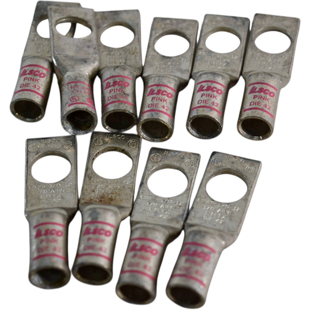 NEW Ilsco SWS-1/0-12 SureCrimp Copper Compression Lug 1/0 AWG 1/2 Stud Lot 10