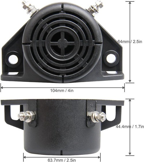Backup Alarm 110dB 12V-48V DC Waterproof Industrial H Size: 1-Pack Round alarm