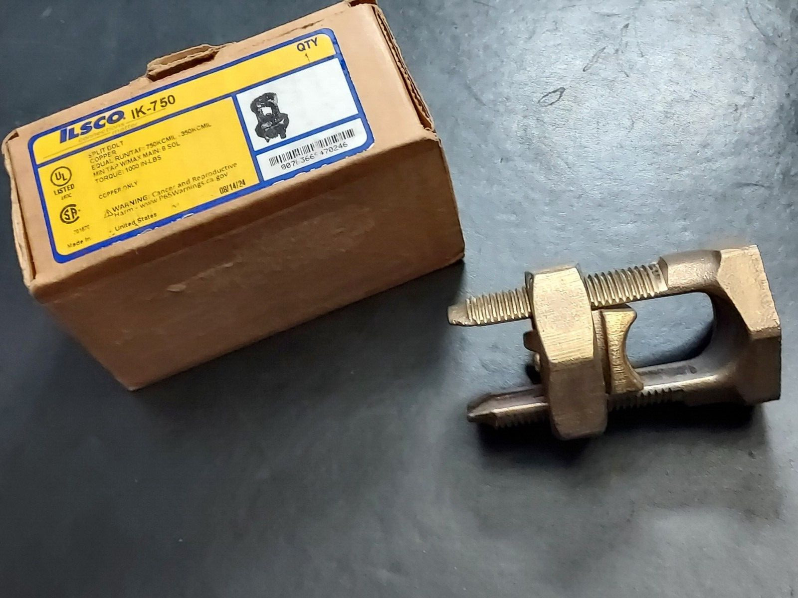 ILSCO, SPLIT-BOLT, IK-750, 750KCMIL, COPPER, 2000 VOLTS