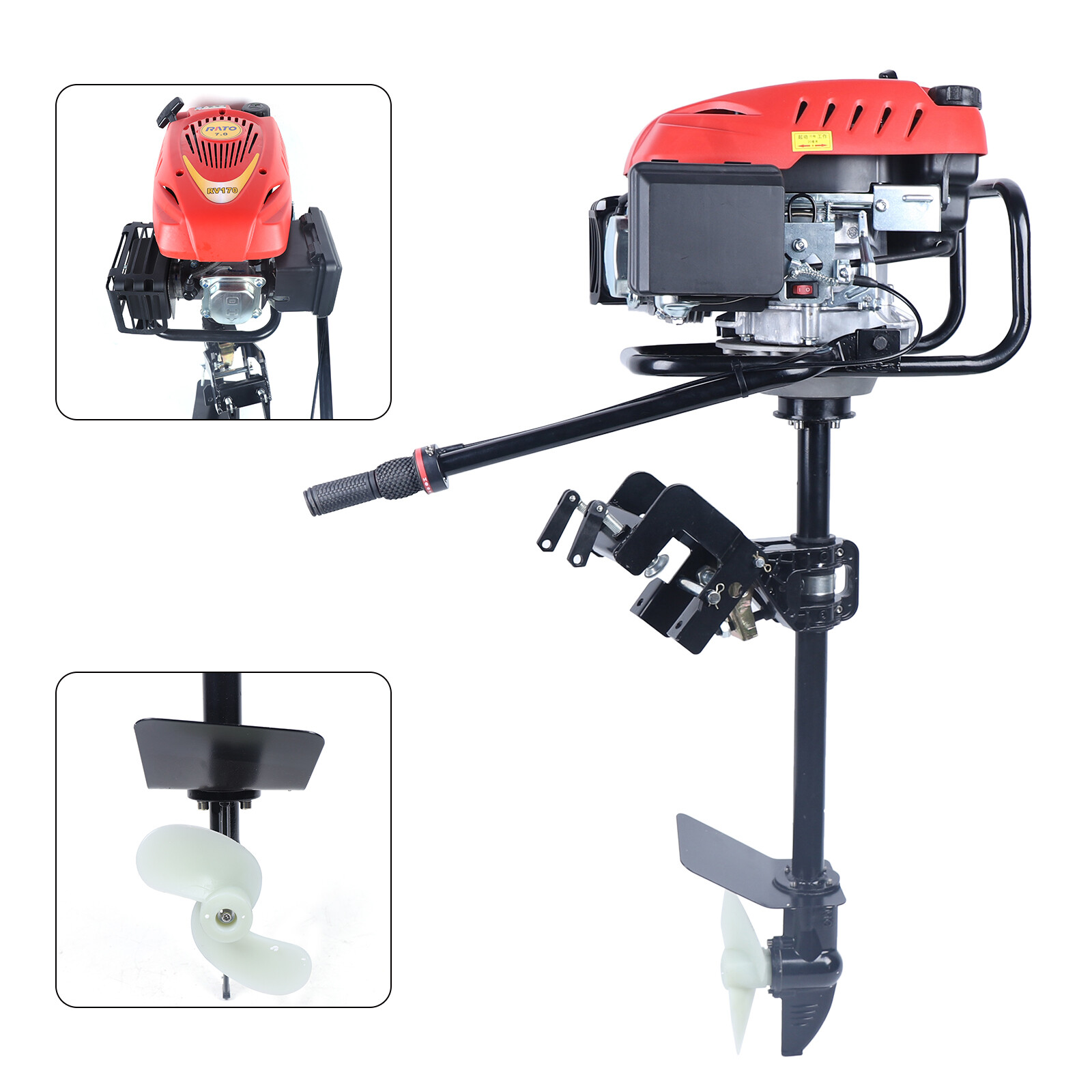 4 Stroke 6 HP 200CC Outboard Motor Fishing Boat Engine Air Cooling Heavy Duty