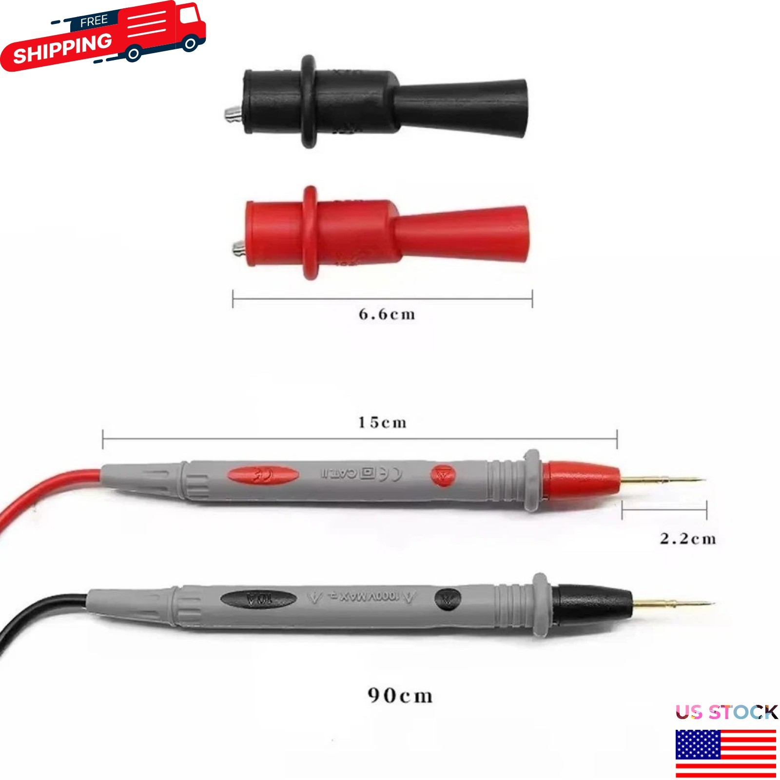 Multimeter Test Leads for Fluke Meter Electrical Alligator Clip Probes 1000V 20A