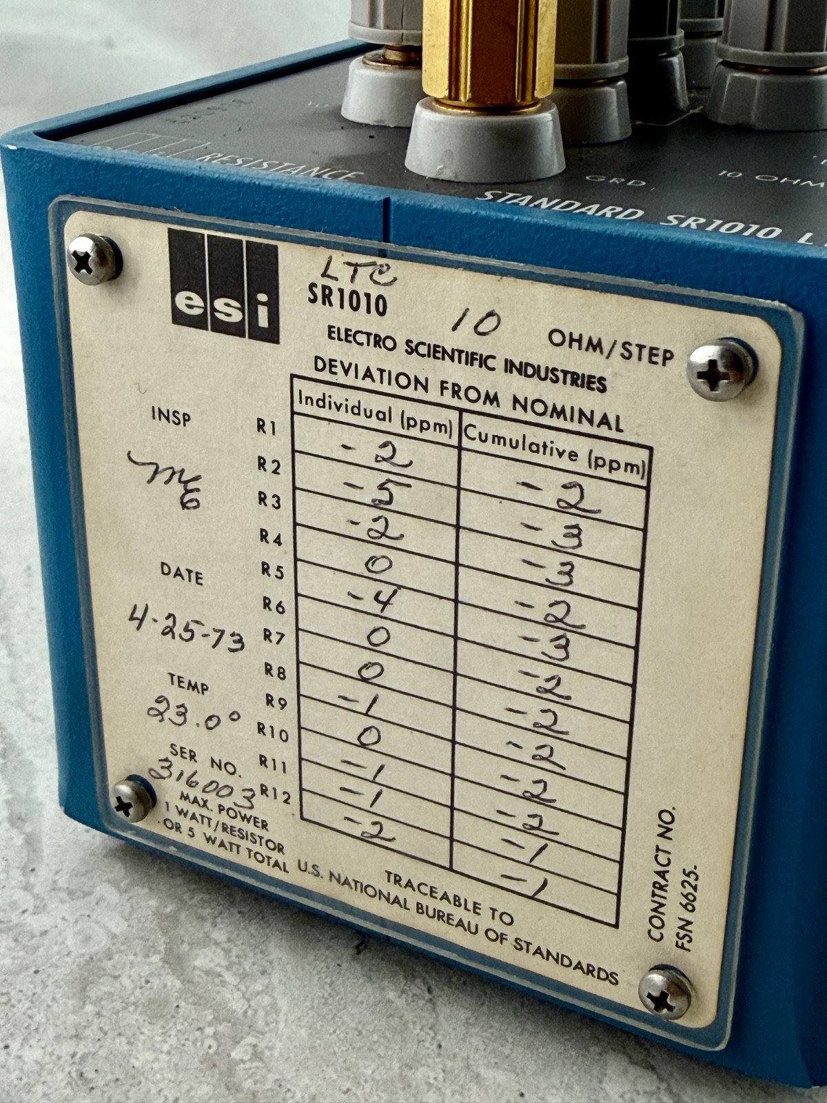 ESI SR 1010 – 10 Resistance Standard Transfer 10 Ohms/step