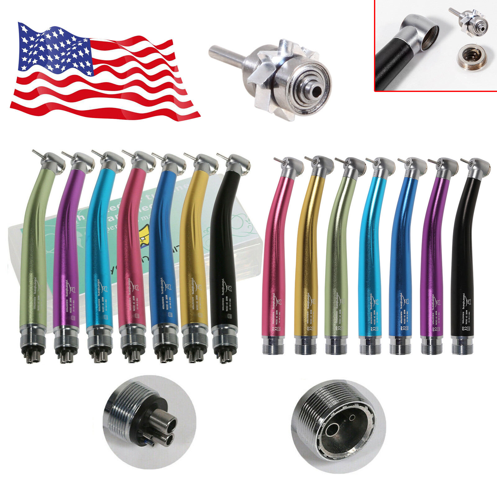NSK Style Dental Color High Speed Handpiece Turbine Push Button 2Hole/4Hole po