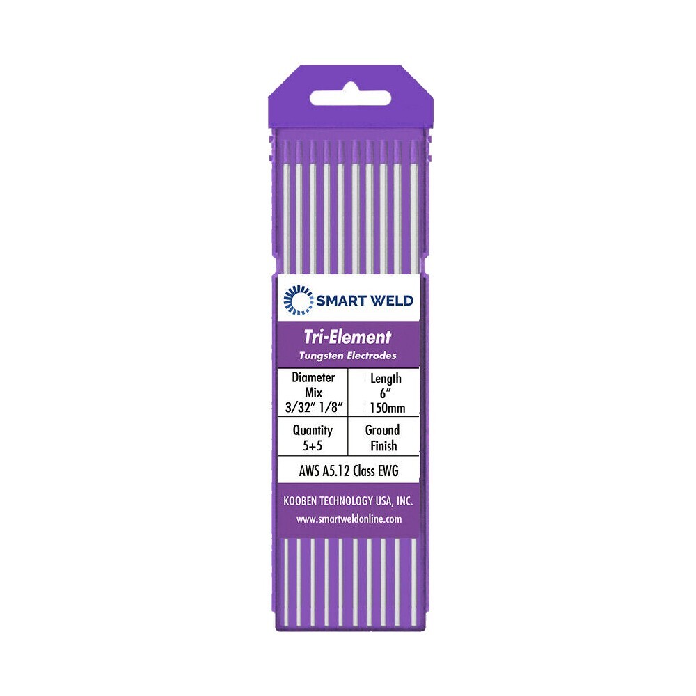 Purple TIG Welding Tungsten Electrode Assorted 10 pack 3/32″ 1/8″ Tri Length 6″